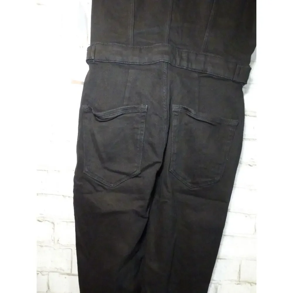 Good American Black Fit for Success Denim Jumpsuit Large NEW - Picture 10 of 11